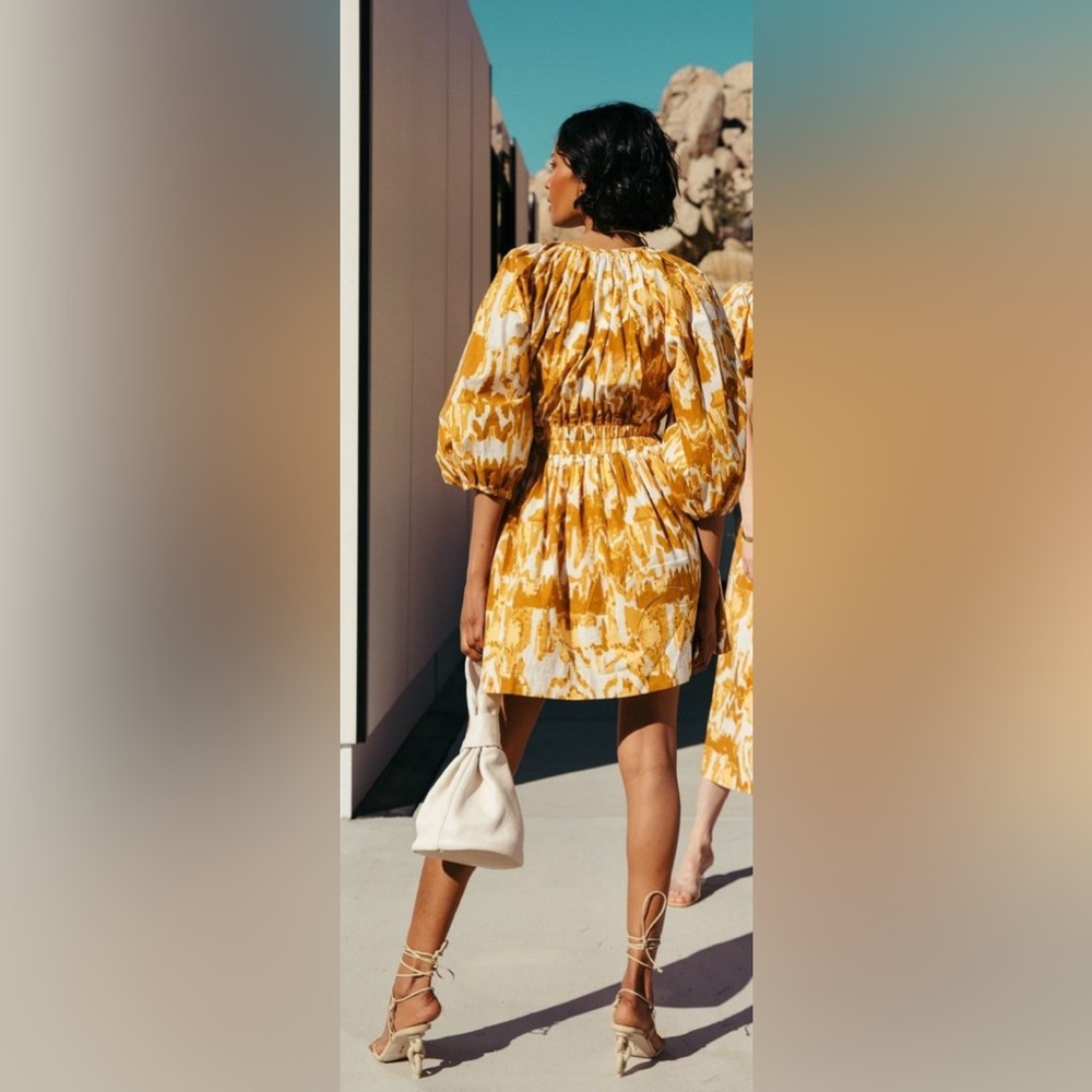 Cleobella Aubrey Split-Neck 3/4-Sleeve A-Line Mini in Dress - Picture 5 of 5
